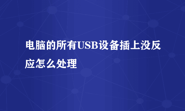 电脑的所有USB设备插上没反应怎么处理