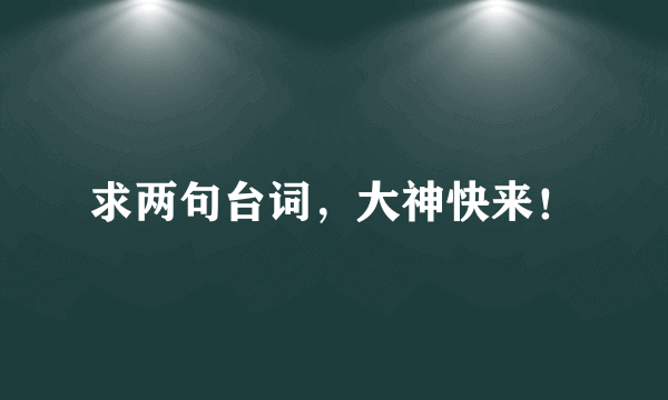 求两句台词，大神快来！