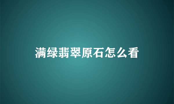 满绿翡翠原石怎么看