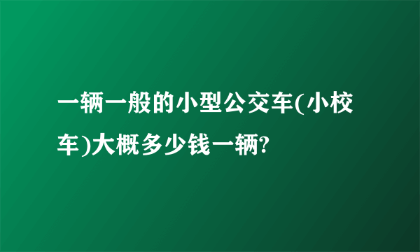 一辆一般的小型公交车(小校车)大概多少钱一辆?