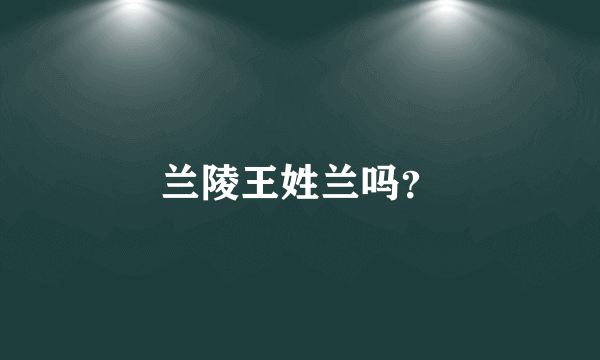 兰陵王姓兰吗？