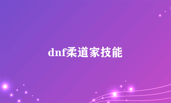 dnf柔道家技能