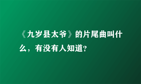 《九岁县太爷》的片尾曲叫什么，有没有人知道？