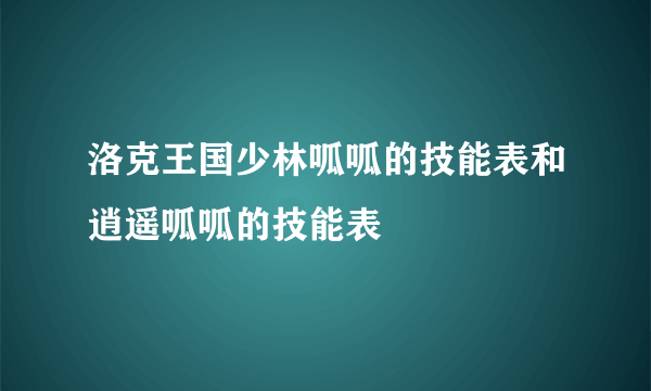 洛克王国少林呱呱的技能表和逍遥呱呱的技能表