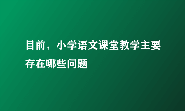 目前，小学语文课堂教学主要存在哪些问题