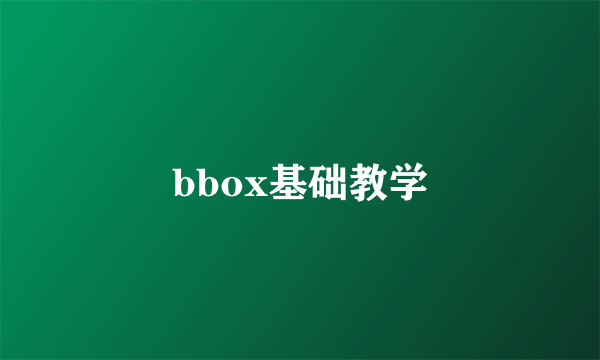 bbox基础教学