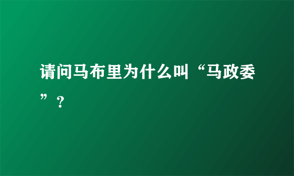 请问马布里为什么叫“马政委”？