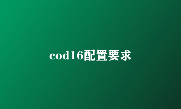 cod16配置要求