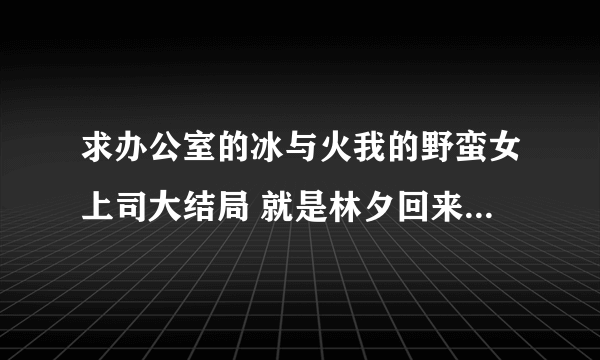 求办公室的冰与火我的野蛮女上司大结局 就是林夕回来之后的 谢谢 给分~