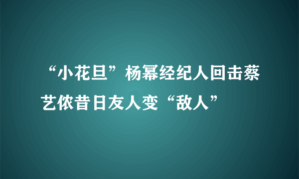 “小花旦”杨幂经纪人回击蔡艺侬昔日友人变“敌人”