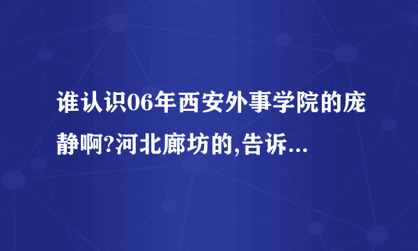 谁认识06年西安外事学院的庞静啊?河北廊坊的,告诉我她QQ 就给分