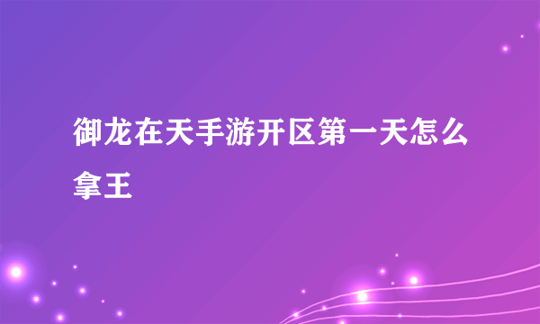 御龙在天手游开区第一天怎么拿王