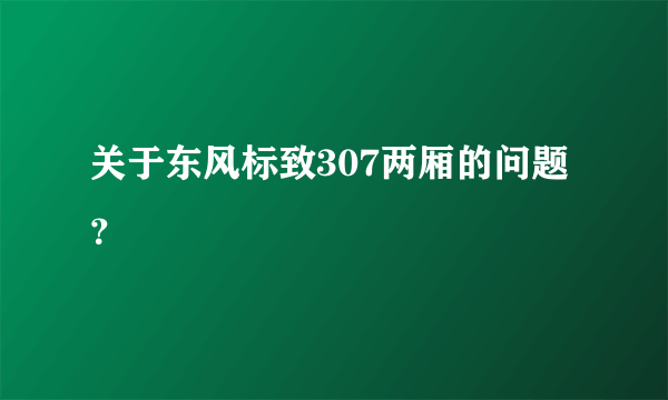 关于东风标致307两厢的问题？