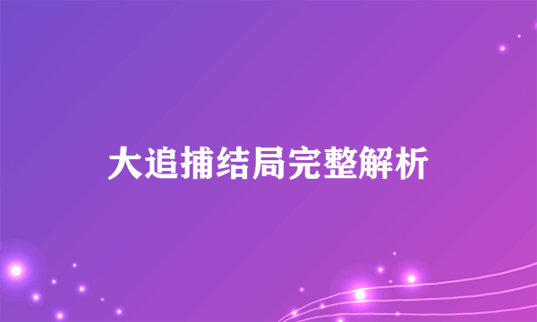 大追捕结局完整解析