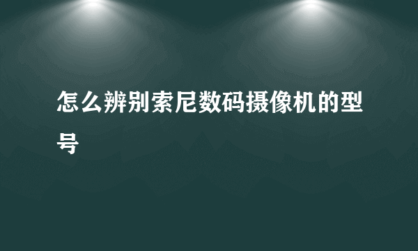 怎么辨别索尼数码摄像机的型号