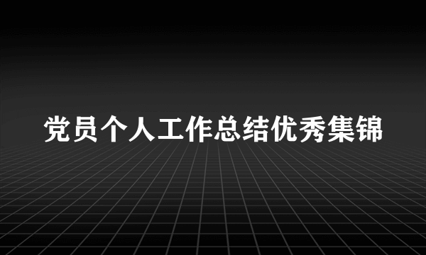 党员个人工作总结优秀集锦