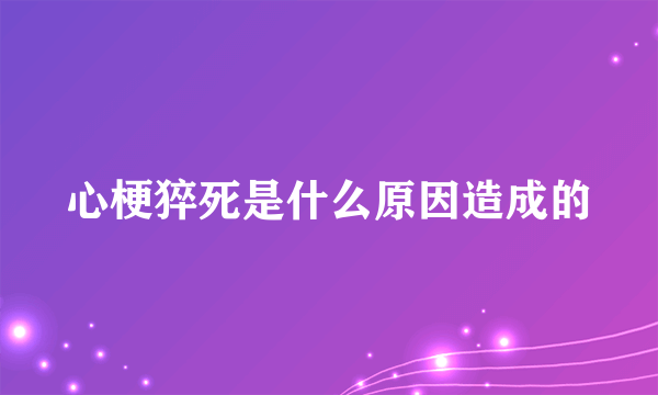 心梗猝死是什么原因造成的