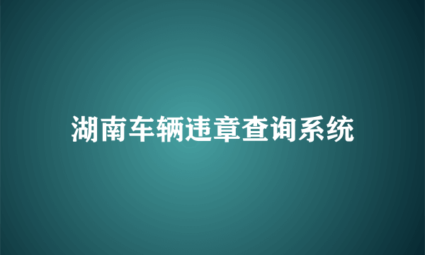 湖南车辆违章查询系统