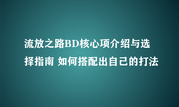 流放之路BD核心项介绍与选择指南 如何搭配出自己的打法