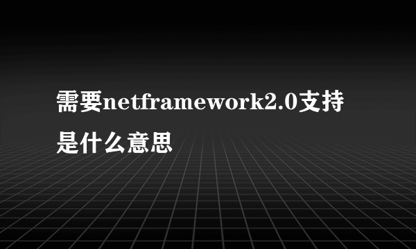 需要netframework2.0支持是什么意思