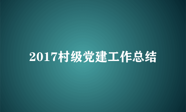 2017村级党建工作总结