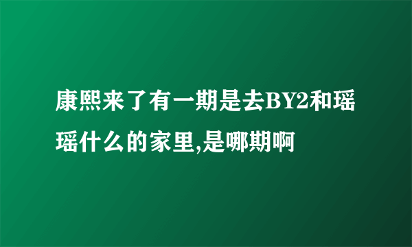 康熙来了有一期是去BY2和瑶瑶什么的家里,是哪期啊