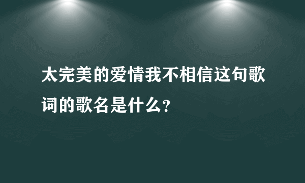 太完美的爱情我不相信这句歌词的歌名是什么？