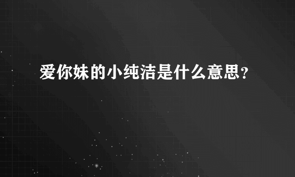 爱你妹的小纯洁是什么意思？