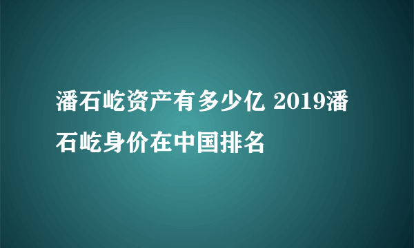 潘石屹资产有多少亿 2019潘石屹身价在中国排名