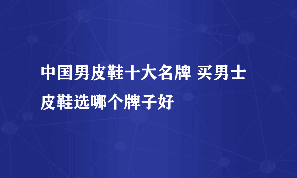 中国男皮鞋十大名牌 买男士皮鞋选哪个牌子好