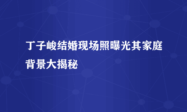 丁子峻结婚现场照曝光其家庭背景大揭秘