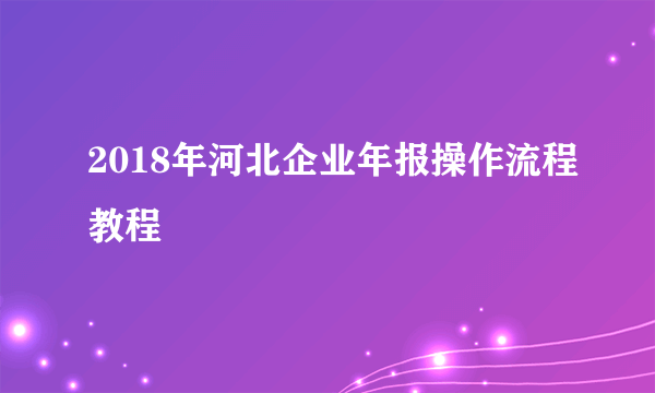 2018年河北企业年报操作流程教程