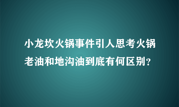 小龙坎火锅事件引人思考火锅老油和地沟油到底有何区别？