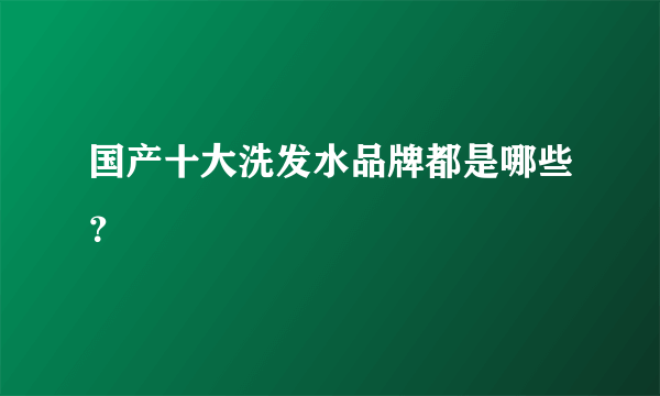 国产十大洗发水品牌都是哪些？