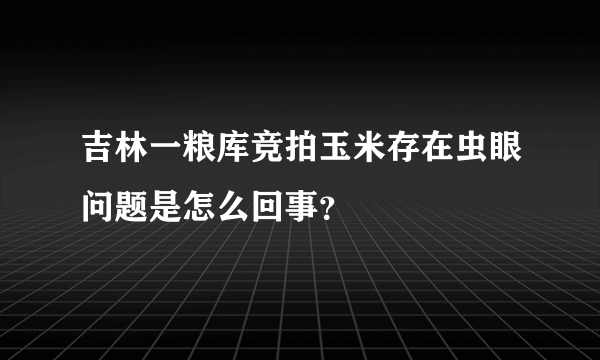 吉林一粮库竞拍玉米存在虫眼问题是怎么回事？