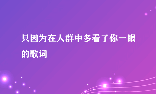 只因为在人群中多看了你一眼的歌词