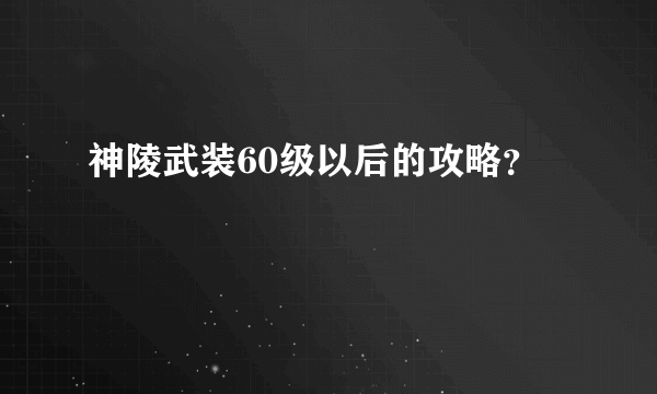 神陵武装60级以后的攻略？