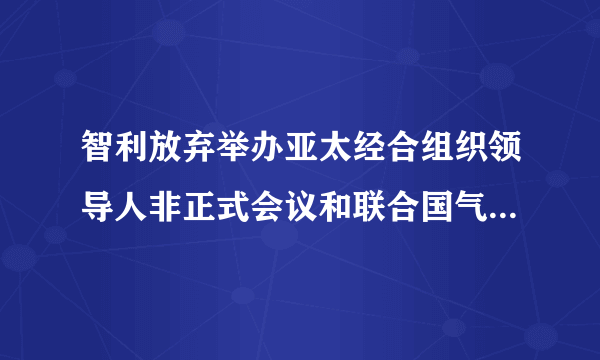 智利放弃举办亚太经合组织领导人非正式会议和联合国气候变化大会。会有哪国接手举办？