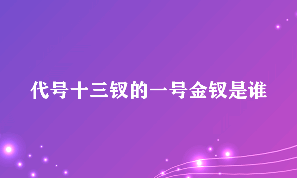 代号十三钗的一号金钗是谁