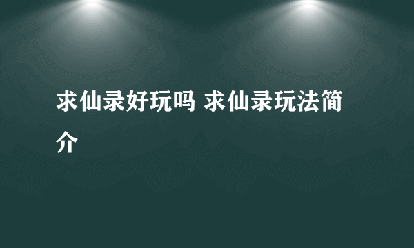 求仙录好玩吗 求仙录玩法简介