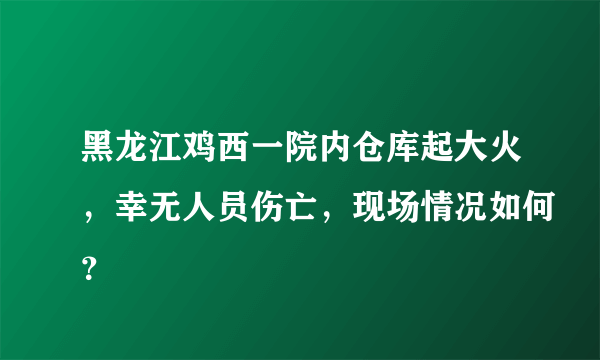 黑龙江鸡西一院内仓库起大火，幸无人员伤亡，现场情况如何？