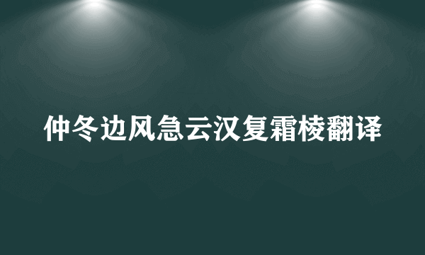 仲冬边风急云汉复霜棱翻译