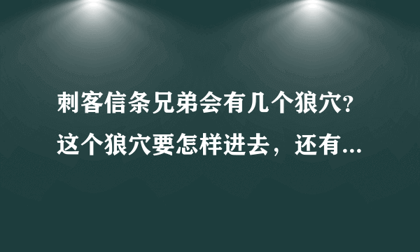 刺客信条兄弟会有几个狼穴？这个狼穴要怎样进去，还有别的入口没？表示找不到路了。