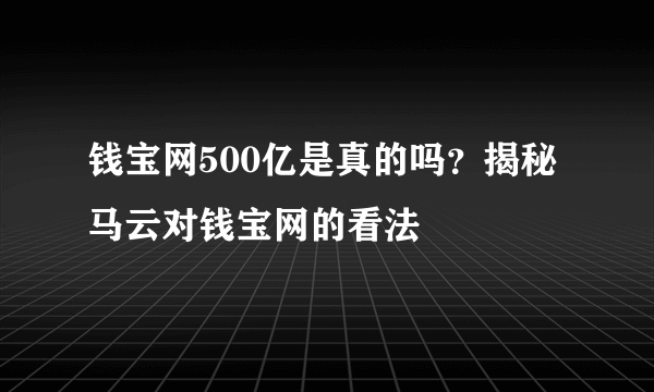 钱宝网500亿是真的吗？揭秘马云对钱宝网的看法