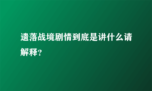 遗落战境剧情到底是讲什么请解释？