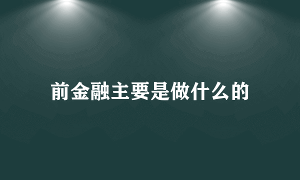 前金融主要是做什么的