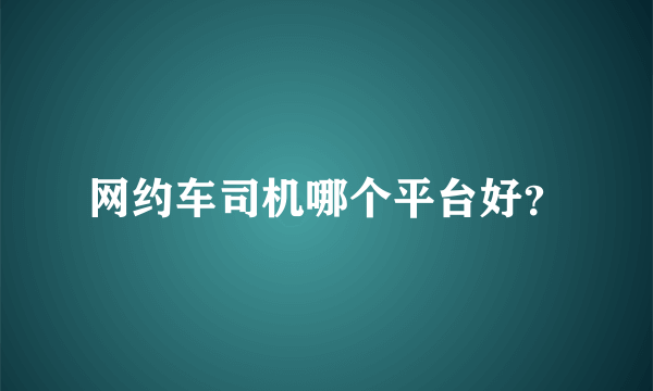 网约车司机哪个平台好？