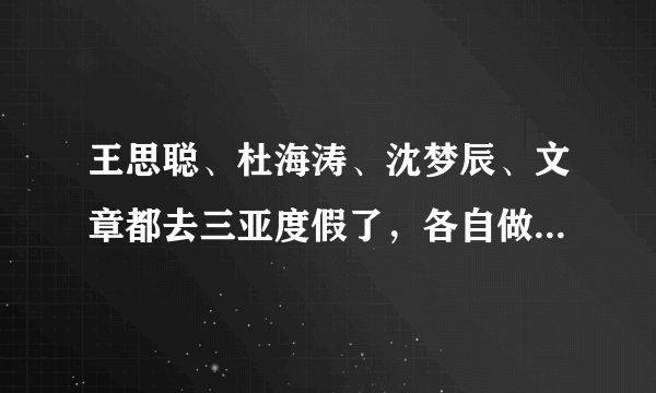 王思聪、杜海涛、沈梦辰、文章都去三亚度假了，各自做的事情不同