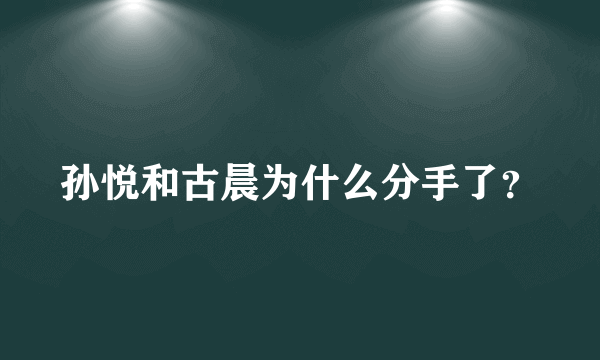 孙悦和古晨为什么分手了？