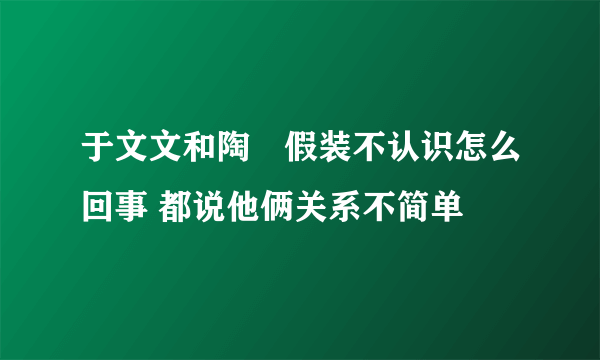 于文文和陶喆假装不认识怎么回事 都说他俩关系不简单